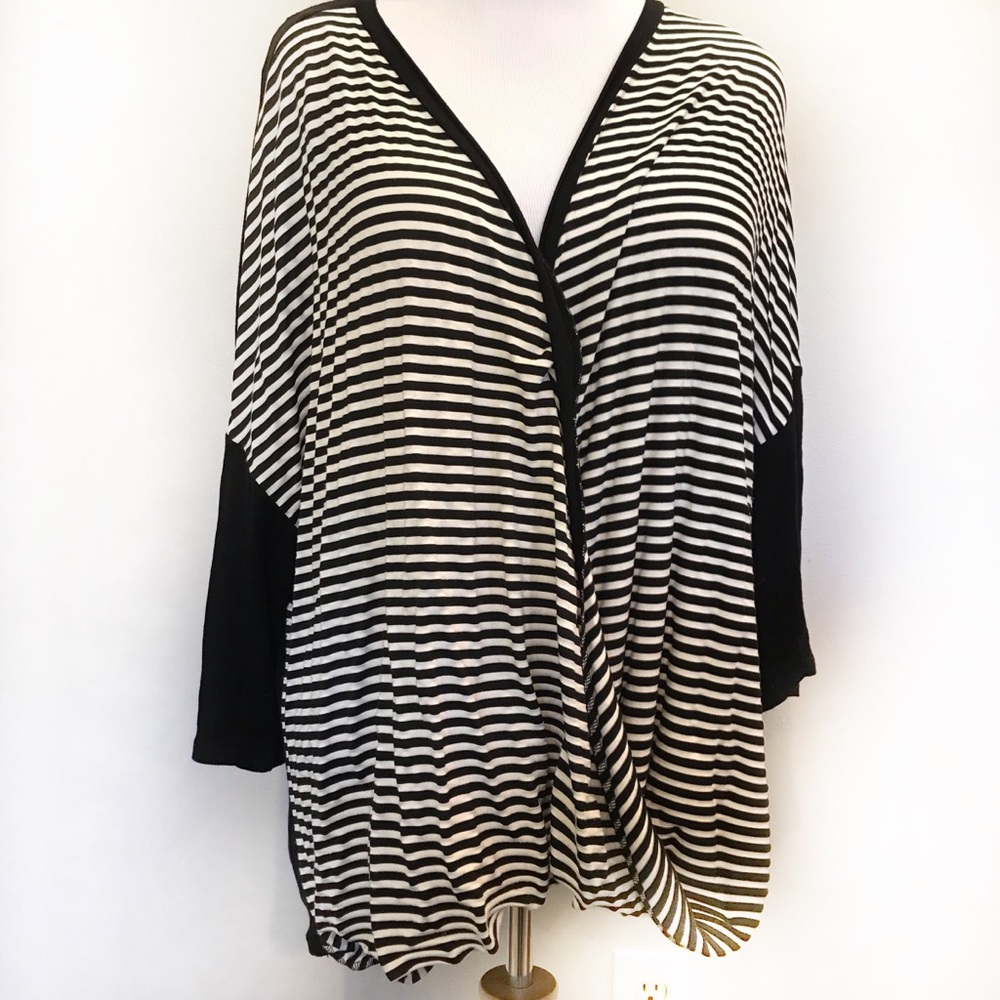 Halo Black and White Striped Top/Cardigan